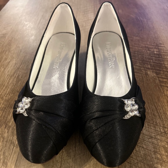 elegantpark Shoes Elegantpark Women Closed Toe Comfort Heel Rhinestone Satin Wedding Bridal